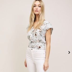 Dynamite top in powder blue floral. Size XSmall.
